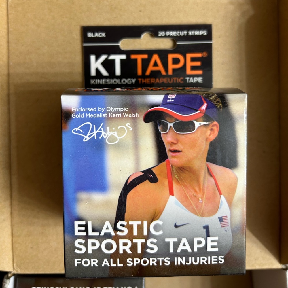 New elastic sports tape KT Tape, NWT precut, black, 20 count,1 box Elastic tape